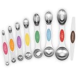Aovchei 8 PCS Magnetic Measuring Spoons Set, Dual Sided, Stainless Steel Small Tablespoon, Teaspoons