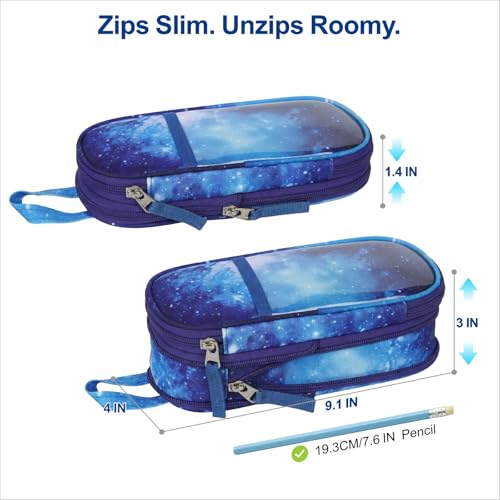 Image of Bagseri Pencil Case for Boys - Expandable Cute Kids Pencil Case | Wide Opening Pencil Pouch Organizer for School Supplies, Cute Kids Pencil Case for Boys, Black Football