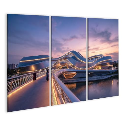 Art artistique architecture futuriste fluide tableau sur toile contemporain 3 pièces