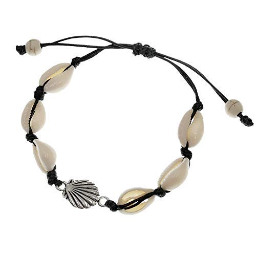 El Regalo Bohemian Cowrie Beads Adjustable Anklet Bracelets for Girls & Women (Black with Shell Charm) (B083V4KVKR) Amazon Price History, Amazon Price Tracker