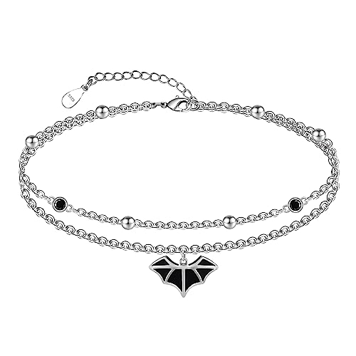 Image of CHIC & ARTSY 925 Sterling Silver Ankle Bracelets for Women, Dainty Adjustable Layered Foot Chains with Symbolic Charms, Boho Beach Everyday Lightweight Jewelry