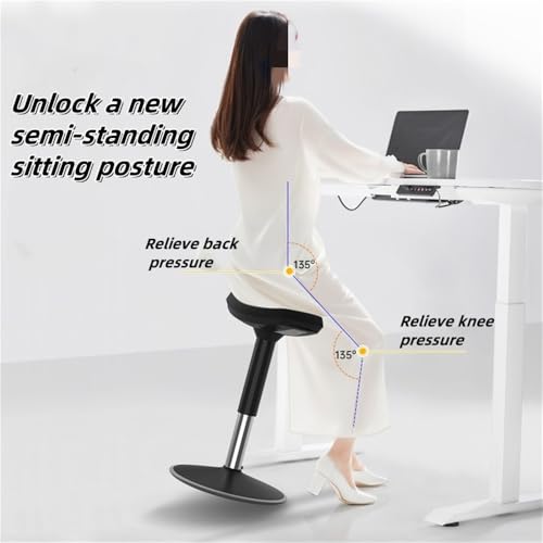 Image of Standing Desk Stool, Adjustable Height Standing Chair, Anti Slip Bottom Ergonomic Wobble Stool, 360 Rotation Wobble Chair, Standing Stool with Soft Cushion(Black,56-82cm /22-32.3in)