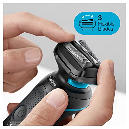 Image of Braun Electric Shaver for men, Series 5 51-M1200s, Wet & Dry Electric shaver with Precision Trimmer, Rechargeable, Waterproof, Advanced German Engineering, Black /Turquoise