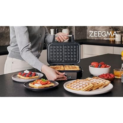 ZEEGMA GOFREE CHEF PRO Waffeleisen, hohe Leistung 1200 Watt, für belgische Waffeln, doppelt, vertikal, Antihaftbeschichtung, Temperaturkontrolle, Bereitschaftsanzeige, dicke Waffeln – Bild 8