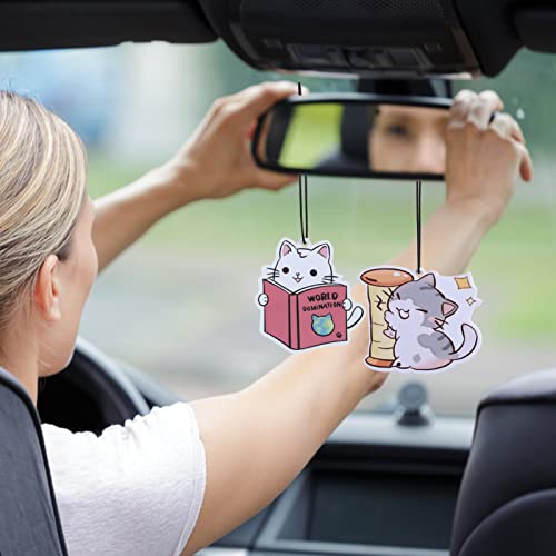 12 Pack Cute Cat Car Air Freshener Hanging For Women Girls Fans Birthday Gift Long Lasting Funny Air Freshener Kawaii Car Accessories Mirror Decor Wardrobe, Bathroom - Cat #TOP4