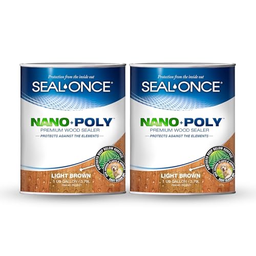Image of SEAL-ONCE Nano+Poly Wood Sealer and Waterproofer, Light Brown, 2 Gallon