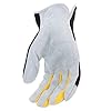 West Chester John Deere JD86020-XL Split Cowhide Palm Gloves – Yellow/Grey/Black, Large Spandex Back Gloves with Shirred Elastic Wrists #4