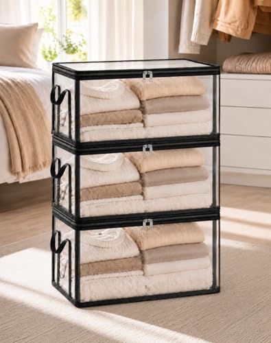 Beowui large clear storage box with hinged lid