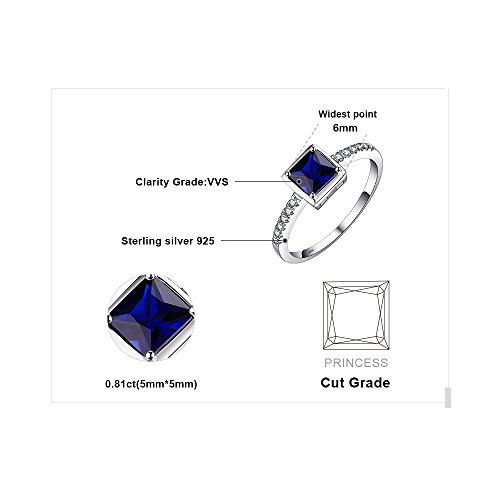 JewelryPalace Square Cut 1ct Created Sapphire Simulated Emerald Solitaire Rings for Her, 14K White Yellow Rose Gold 925 Sterling Silver Promise Ring for Women, Gemstone Jewelry Sets Rings2