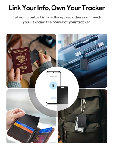 Wallet Tracker Card, Air Tracker Tags for Android - Work with Google‘s Find Hub App, Slim Bluetooth Tracker Smart Card Wallet Finder, IP68 Waterproof, Item Locator for Luggage Tags, Passports, Purse