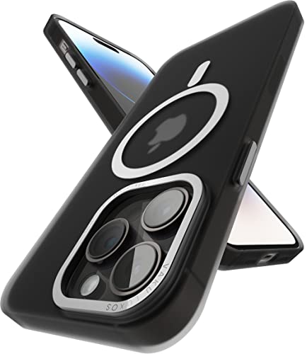 Image of eller sante SAN MagPro Frosted for iPhone 14 Pro Case Cover, 6 Feet Drop Protection, Shockproof, Scratch Resistant, Slim, Thin, Compatible with iPhone 14 Pro MagSafe Back Cover - Black