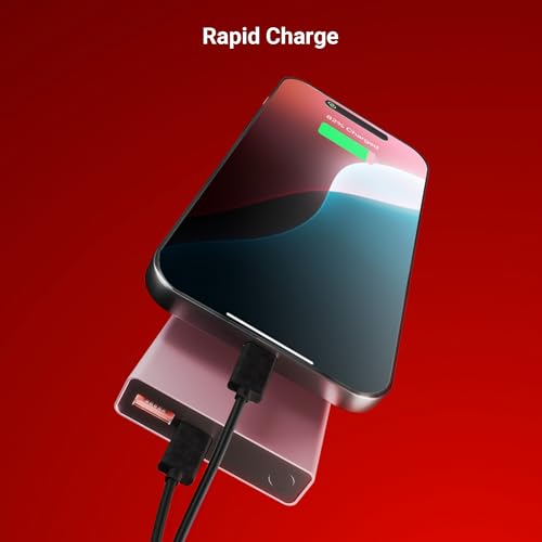 Image of ZEBRONICS EnergiTank 10MR1, Metal Power Bank, 10000 mAh, 22.5W Super Fast Charging PD 3.0 (PPS), Sleek & Stylish, Type C & USB Port, LED Indicator, for iPhone, Android, Tablets, Airpods (Raspberry)