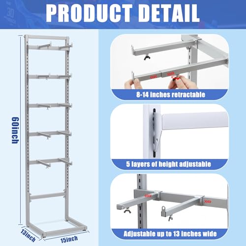 Image of AceOrbit Rc Car Stand 5 Layer Adjustable Wall Mount Car Display Rack with Screws Crawler 15 inch x 13 inch x 60 inch Storage System for 1 /10 1 /12 1 /18 1 /24 1 /32 Multiple Scale Cars /Trucks Stand Shelf(Silver)