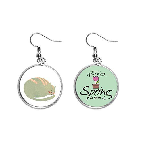 Pendientes de gato ligeros antialérgicos con colgante decorativo de primavera