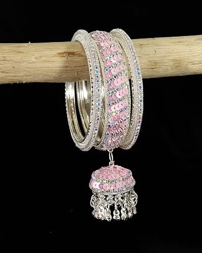 Image of NMII Ethnic Wear Bangles Gold-Tone Alloy with Musical Ghungroo Charms | Women Fashionable Jewelry | Designer Bracelet Bangles For Girls | Viral Kashmiri Chudiya for Weddings, Festivals & Parties