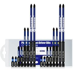 Facoow Phillips Impact Driver Bits, #2&1 Phillips Head Magnetic Screwdriver Bits Set, 1”-6“ S2 Steel Impact Bits, 1/4