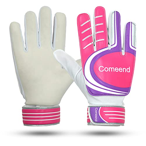 Comeend Goalie Gloves Soccer Goalkeeper Gloves for Kids Boys Children Latex Palm Football Grip Gloves Size 4-7