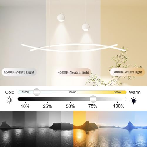Suspension LED linéaire blanche à intensité variable contre l'éblouissement