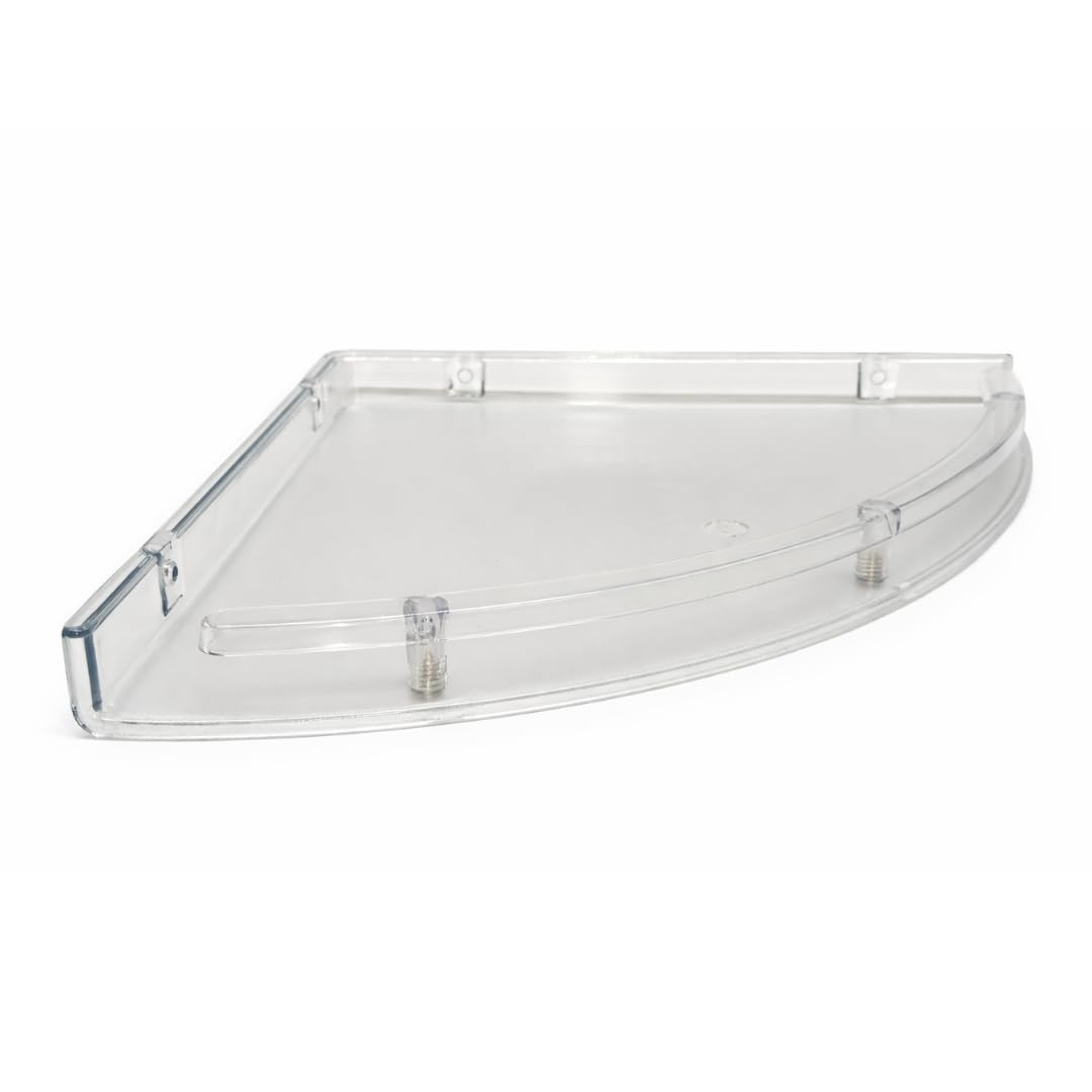 EISEN Corner Shelf, Clear ABS Plastic, Wall Mount, Space-Saving, with Front Guard Rail, Multipurpose Bathroom Accessories Organizer Shelve Pack of 2 (Medium 10" x 10")-image-28