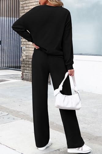 PRETTYGARDEN Women's 2 Piece Outfits 2024 Winter Fashion Tracksuits Long Sleeve Pullover Tops Straight Leg Pants Lounge Sets2