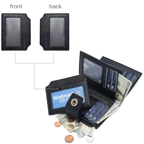 FOXLOVER Small Wallet for Women Soft Leather RFID Blocking Bifold Zipper Pocket Wallet Card Case Purse with ID Window2