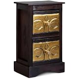 livasia Nachtisch, Nachtschrank, Holzschränkchen, Buddhaverzierung