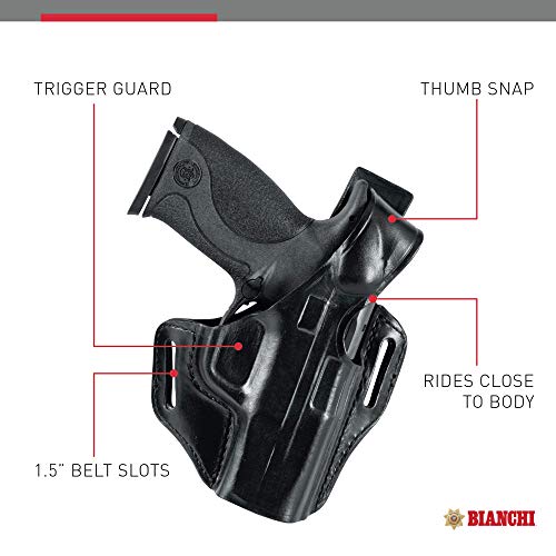 Bianchi Model 56 Serpent Belt Slide Holster, Right Hand - Sw Mp 9Mm/.40-4In, Black #TOP1