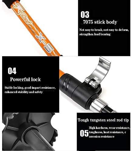 Foto von Verstellbare Handschlaufen, Trekkingstöcke mit Anti-Shock-System und Schnellverschluss, Trekkingstöcke zum Wandern, Camping, Klettern, Backpacking, 2 Stück