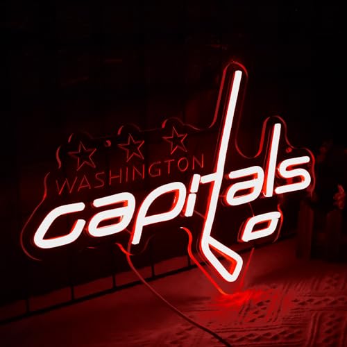 Image of Ice Hockey Neon Sign for Wall Decor,Ice Hockey Team Logo Lights,Hockey LED Neon Lights,Sports Neon Sign for Man Cave,Club,Bedroom,Party,Bar,Gifts for Man,Boys,Fans,Size 14.4 * 9.8inches(FMXD271)