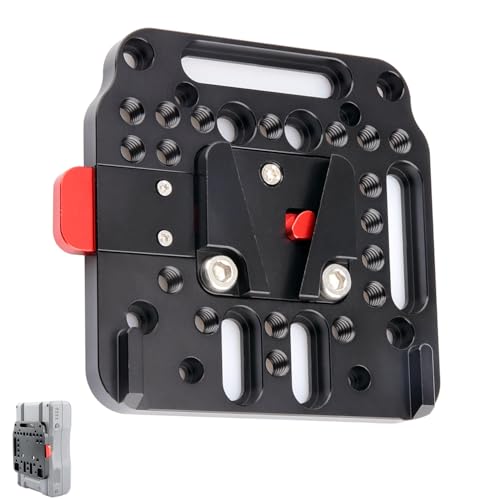 V-Mount Battery Plate V-Mount-Akkuplatte, NICEYRIG V-Lock-Akku Montageplatte mit 1/4-20 und 3/8-16 Gewindelöchern,V-Mount-Akkuplatte für DSLR-Kamera Ursa Mini So-ny FS7, FS5 DJI Ronin M MX