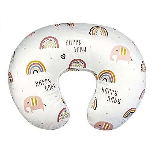 Image of Owlowla Nursing Cover, Breastfeeding Pillow Slipcover Fits Nursing Pillow for Baby Boy Girl(Rainbow&Elephant)