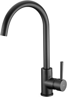 IMEX Grifo Cocina - LYON Grifo Cocina Monomando con Diseño Moderno, Cuerpo de Latón, Cartucho Cerámico Ø35mm, Instalación Fácil (NEGRO MATE)
