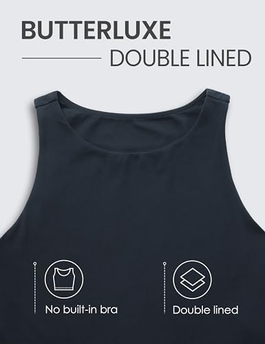Image of CRZ YOGA Butterluxe Double Lined Crop Tank | Casual, Extremely Soft, Tight Fit, High Neck, Racerback, Sleeveless Tops for Women