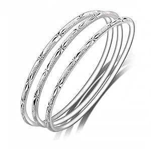 Sterling Silver Bangle Bracelets for Women,Fashion Jewelry Simple Adjustable 925 Silver Cuff Bangles for Women Mom Wife Valentine Mothers Day Gift