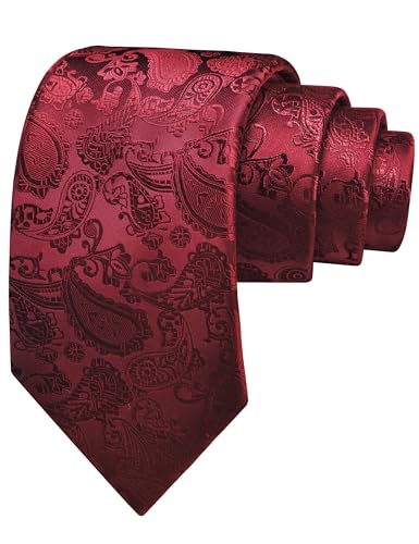 Image of GUSLESON 3.15 inch(8cm) Fashion Paisley Ties Mens Woven Jacquard Necktie for Wedding