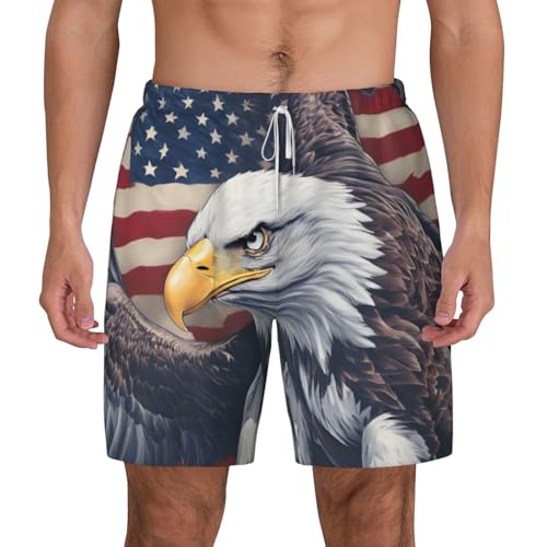 Pantalones cortos de natación para hombre con estampado de águila americana