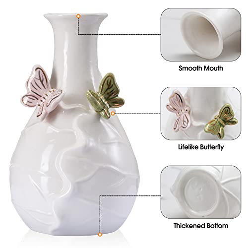 Katimar Ceramic Vase Modern Small Flower Vases For Living Room Bedroom Kitchen Centerpieces Office Desk Table Shelf Home Decor Vases - 6 Inch Tall (Butterfly) #TOP4