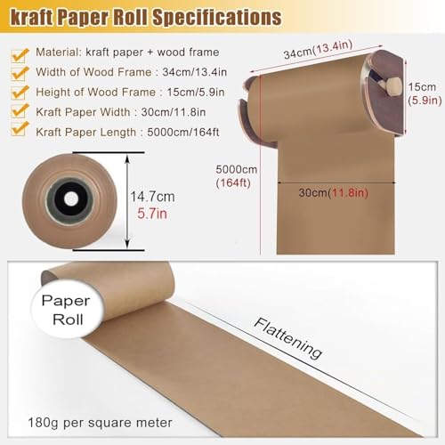 Rouleaux de papier de menu kraft avec support mural pour cuisine et café