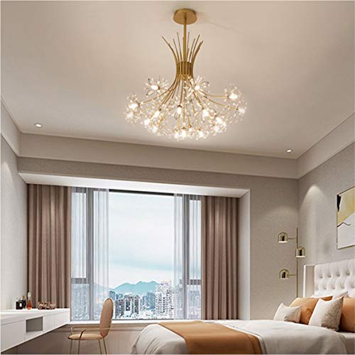 Aozu Modern Firework Chandelier Pendant Light Gold Dandelion Crystal Chandelier Lighting Elegant Flower Hanging Pendant Light Fixtures For Bedroom Living Room Restaurant (Gold, 19-Light) #TOP4