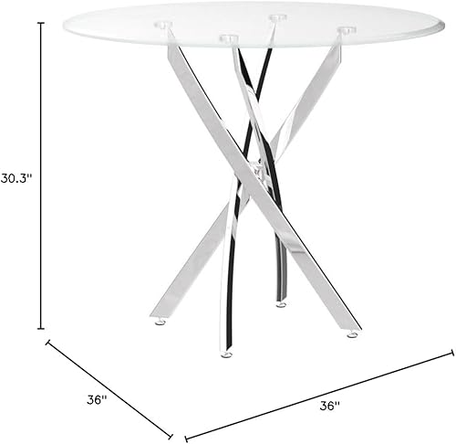 Miniatura 2 de Mesa de comedor redonda de 36 pulgadas para 4, mesas de cocina y comedor de cristal, moderna mesa de comedor circular con mesa de vidrio templado de