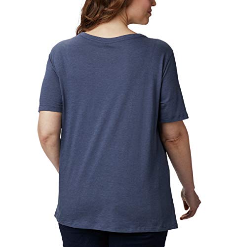 Columbia Women's Plus-Size Mount Rose Relaxed Tee Shirt, Nocturnal Heather/Csc Badge, 1X #TOP6