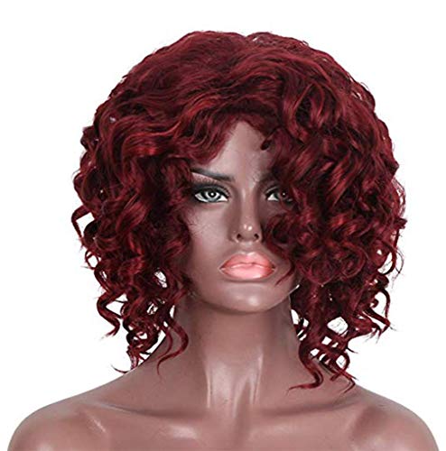 Perruque de cheveux courts et bouclés SHANG pour femme brune avec petits rouleaux