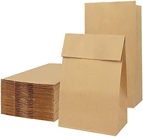 50 Pieces Paper Bags, Brown Paper Bags, Gift Bags Large, Kraft Paper Bags, Paper Party Bags, Paper Bags for Gift, Grocery, Birthday, Party Supplier(7.9 x 4.9 x 12.6 inch)