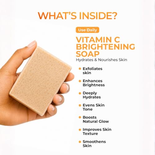 Image of Aqueria 2-in-1 De-Tan & Brightening Soap with Vitamin C & Niacinamide | Instant Brightening & Exfoliating Soap with Kojic Acid | Scrub Side for Tan Removal & Smooth Side for Brightening (Pack of 3)
