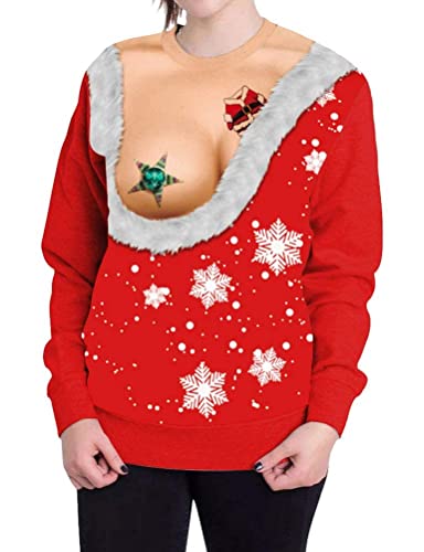 Sleity Women Christmas Ugly Funny 3D Print Sweatshirt Crew Neck Pullover | 3D Digital Printed, Sweater Shirt 1 Sleity Women Christmas Ugly Funny 3D Print Sweatshirt Crew Neck Pullover | 3D Digital Printed, Sweater Shirt