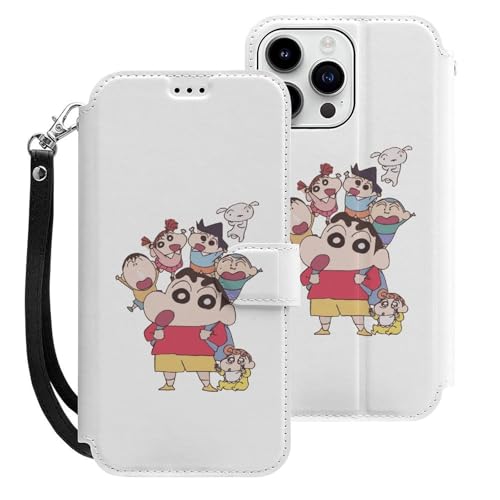 クレヨンしんちゃん iPhone15ProMax用ケース 手帳型 スマホケース アイホン15ProMax用 財布型カバー カードポケット スタンド機能 誕生日ギフト 人気 男女兼用