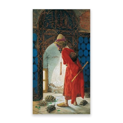 RYLJCZ Impresiones artísticas famosas de Osman Hamdi Bey. (Entrenador de tortugas) Impresión sobre lienzo. Póster de ilustraciones en lienzo de reproducción, 50x90cm (19,7x35,5) Sólo lienzo
