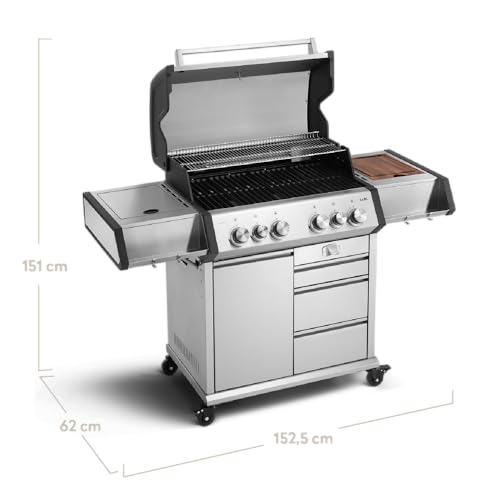 Der robuste Edelstahl-Grillrost des BURNHARD Gasgrills mit 68x45 cm Fläche - Detailansicht von BURNHARD 4-Brenner...