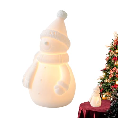 Figuras de Muñeco de Nieve Iluminado - Decoración Navideña De Cerámica con Luz para Interiores - Decoración Estacional para Oficinas Escuela Dormitorio Fiesta Acción De Gracias Sala Apartamento