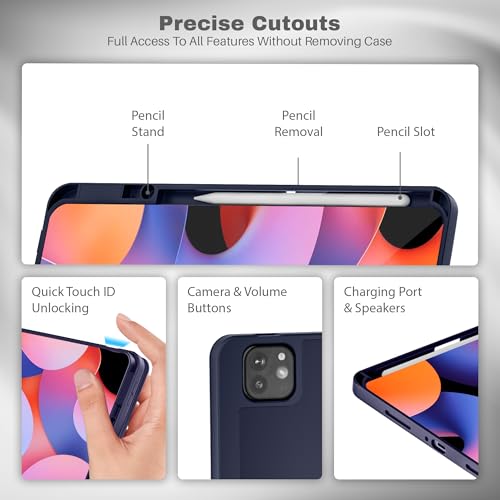 Image of Smart Folio Case Cover for Xiaomi Mi Pad 6 11 inch (2023) Auto Sleep /Wake Feature, Trifold Flip Stand, Pencil Holder| Slim Lightweight PU Exterior, TPU Transparent Back (Blue)